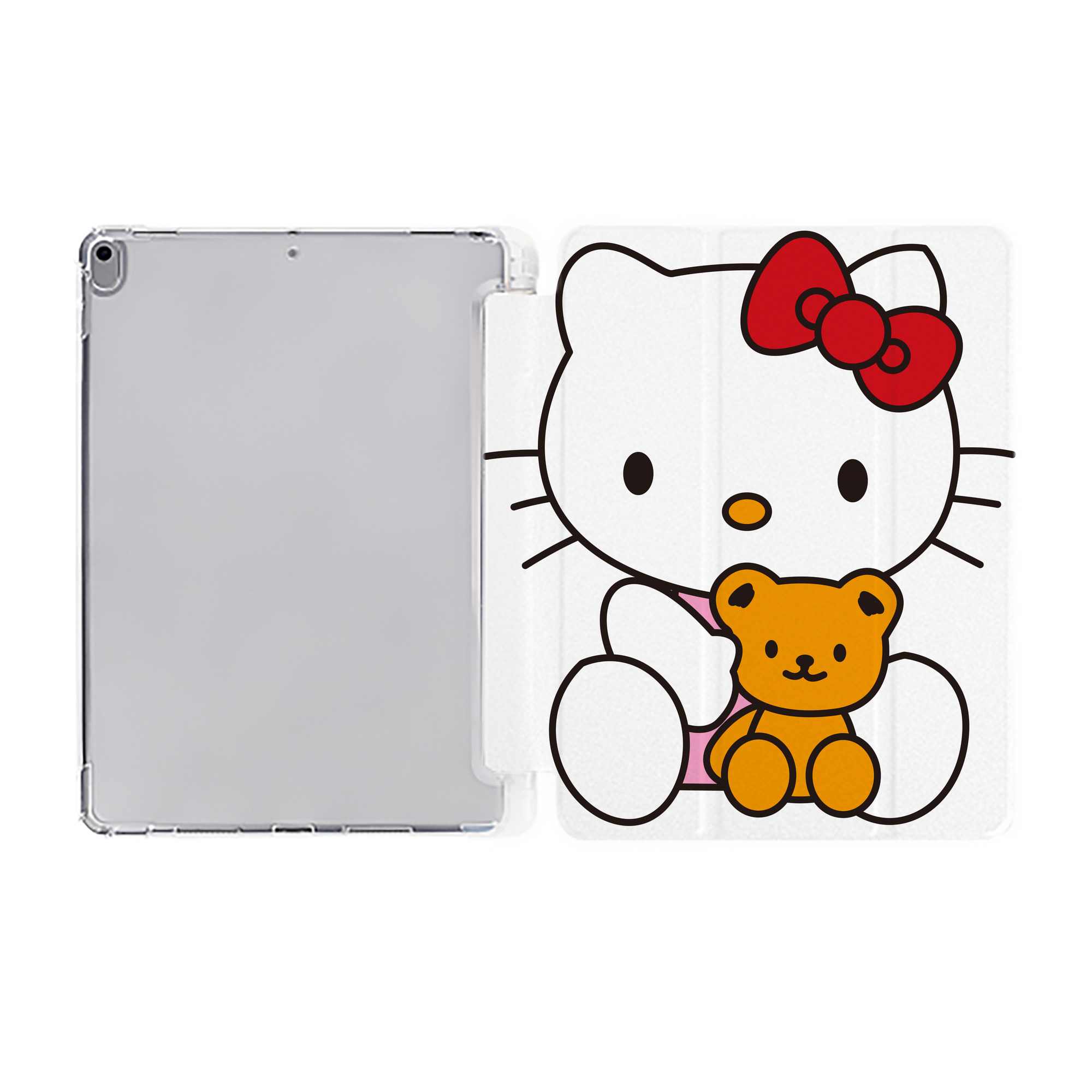 （画像用） Hello Kitty ハローキティ IPad ケース ペン収納付き 三つ折りスタンド PUレザー×シリコン 対応機種9.5/10.5/10.9インチ